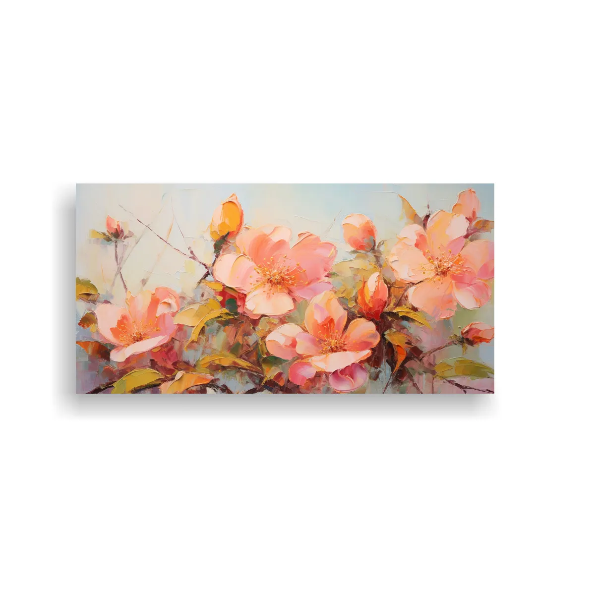 GENERICO - Cuadro Floral En Bastidor Horizontal Artesanal 80x40 Cm