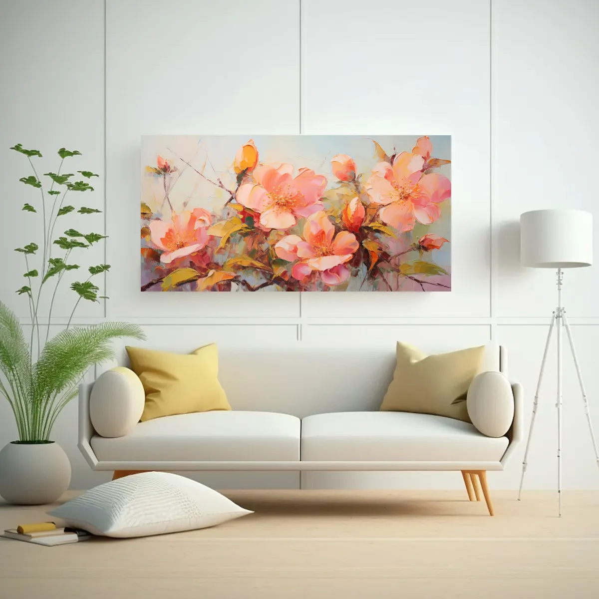 GENERICO - Cuadro Floral En Bastidor Horizontal Artesanal 80x40 Cm