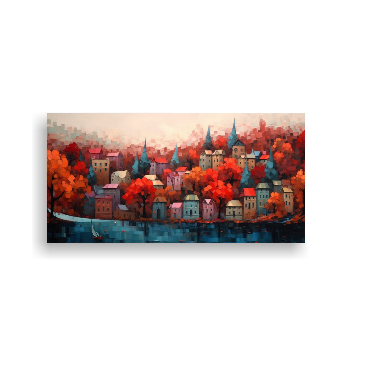 GENERICO - Pintura De Ciudad Colorida En Un Ambiente Moderno 100x50 Cm