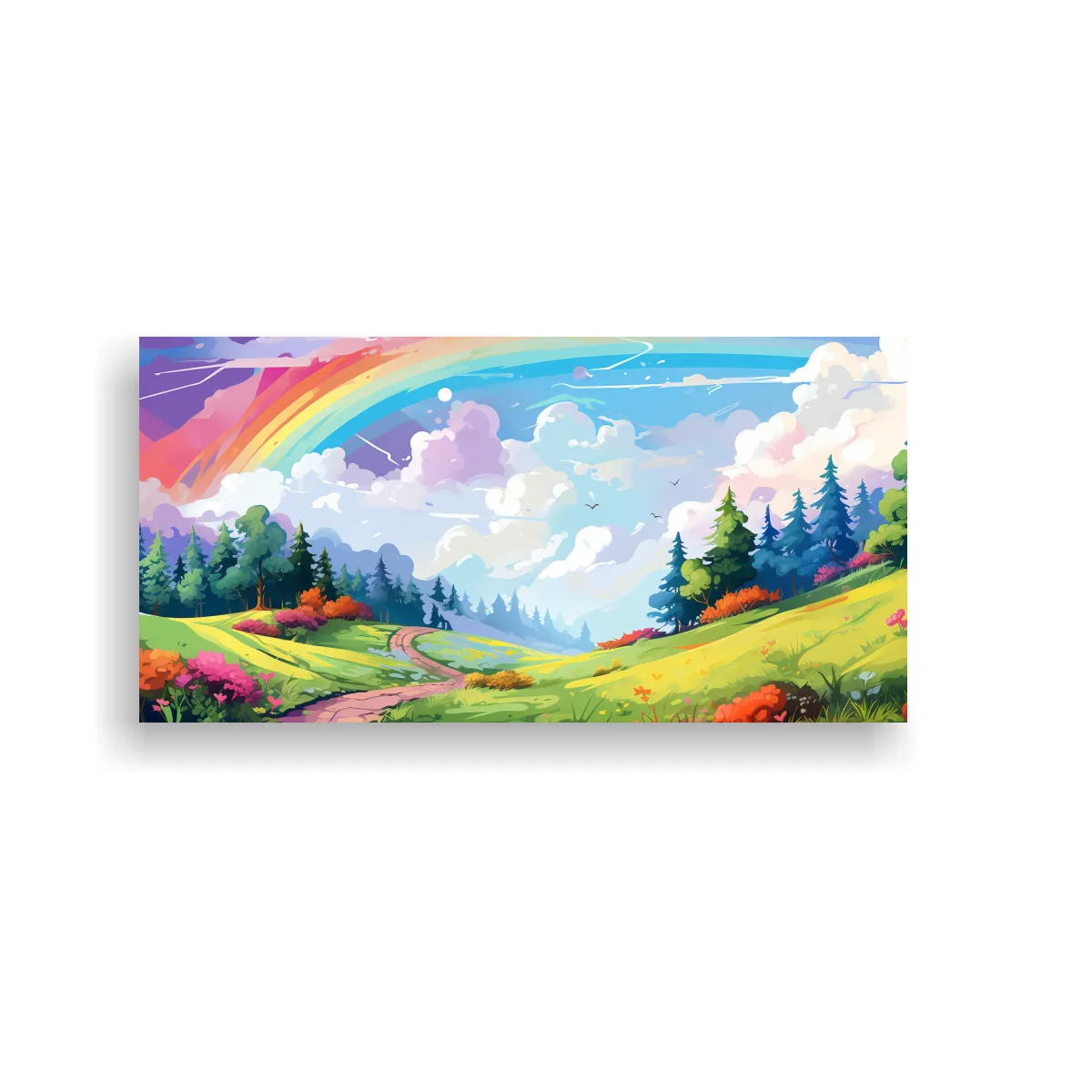 GENERICO - Arte Pop Neo Paisaje Primaveral Con Colores 60x30 Cm