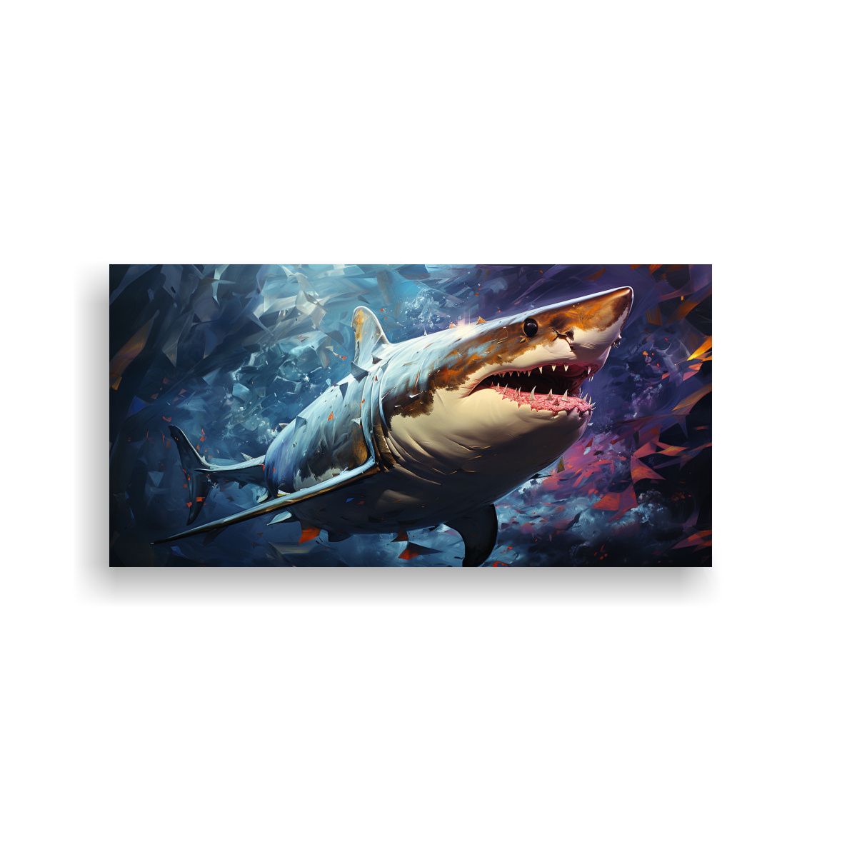 GENERICO - Cuadro En Bastidor Tema Surrealista Tiburón 100x50 Cm