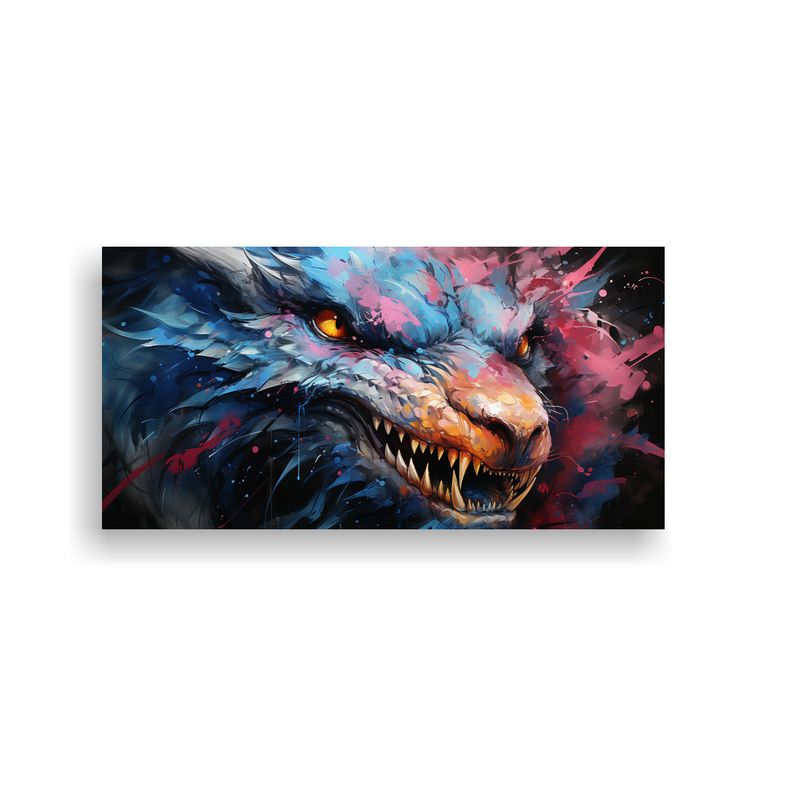 GENERICO - Pintura En Bastidor Dragón Vibrante En Azules 100x50 Cm