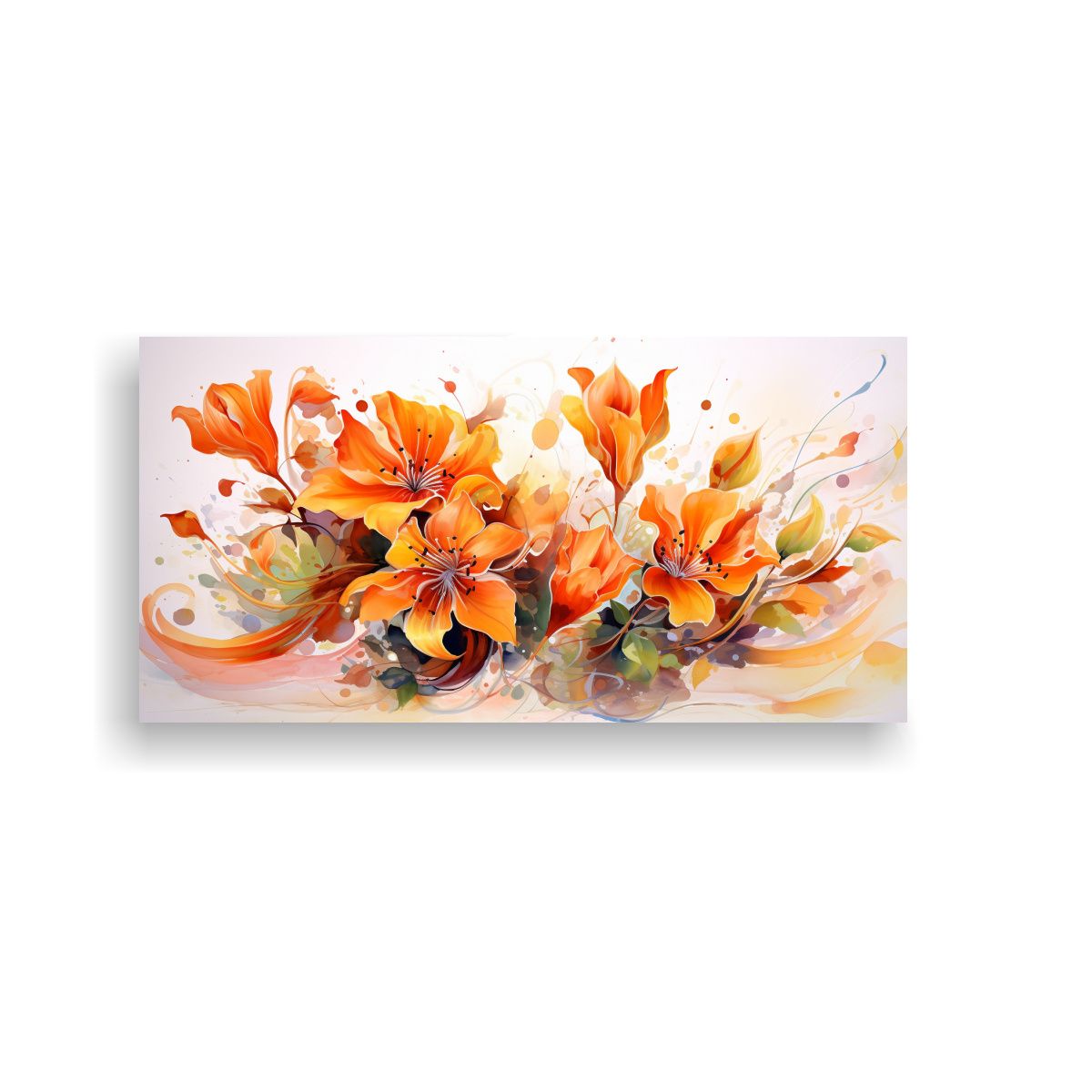 GENERICO - Cuadro Abstracto Colores Naranja Expresión 100x50 Cm