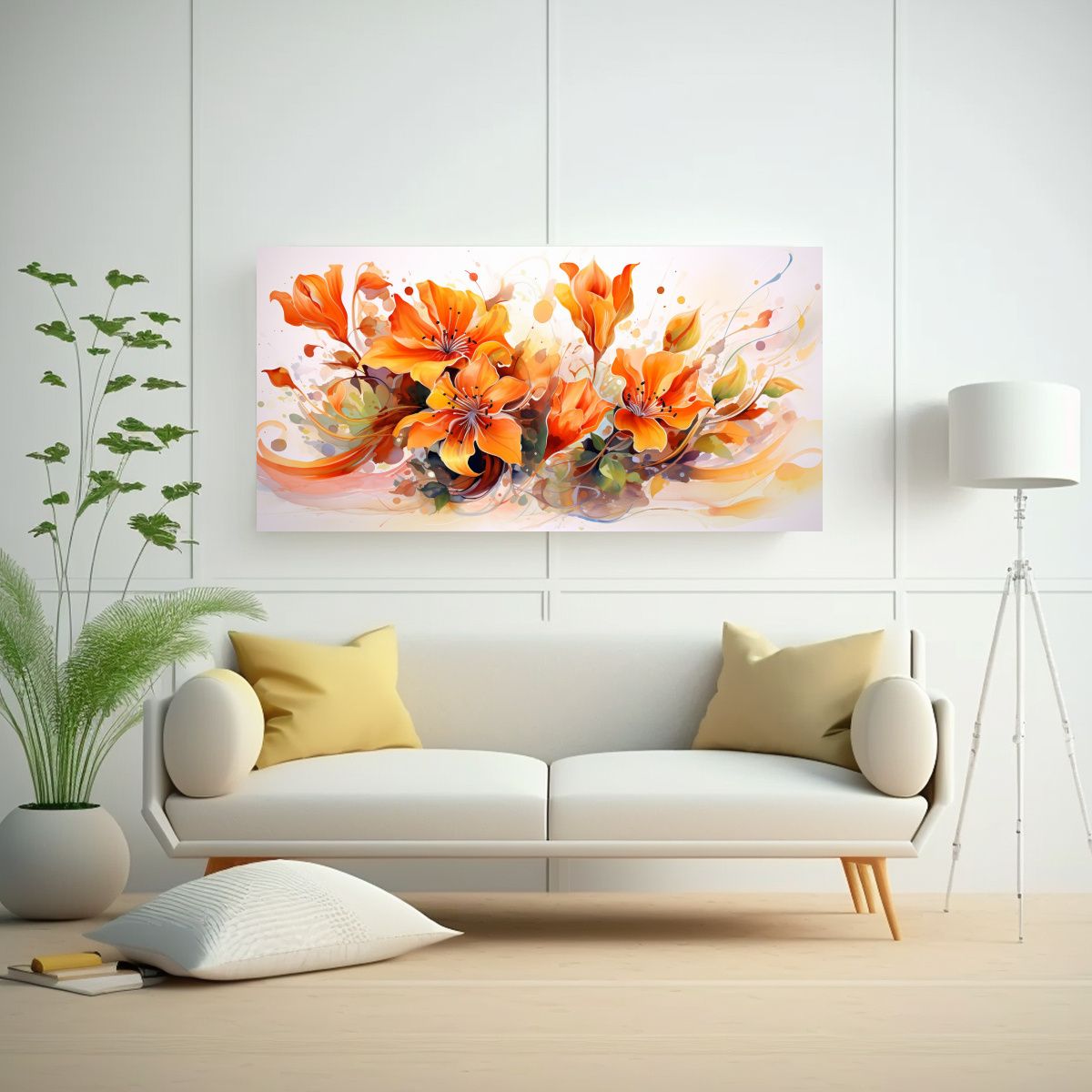 GENERICO - Cuadro Abstracto Colores Naranja Expresión 100x50 Cm