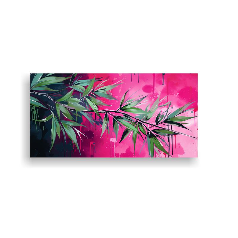 GENERICO - Cuadro Lienzo Tela Figuras Hojas Bambú Verde Y 60x30 Cm