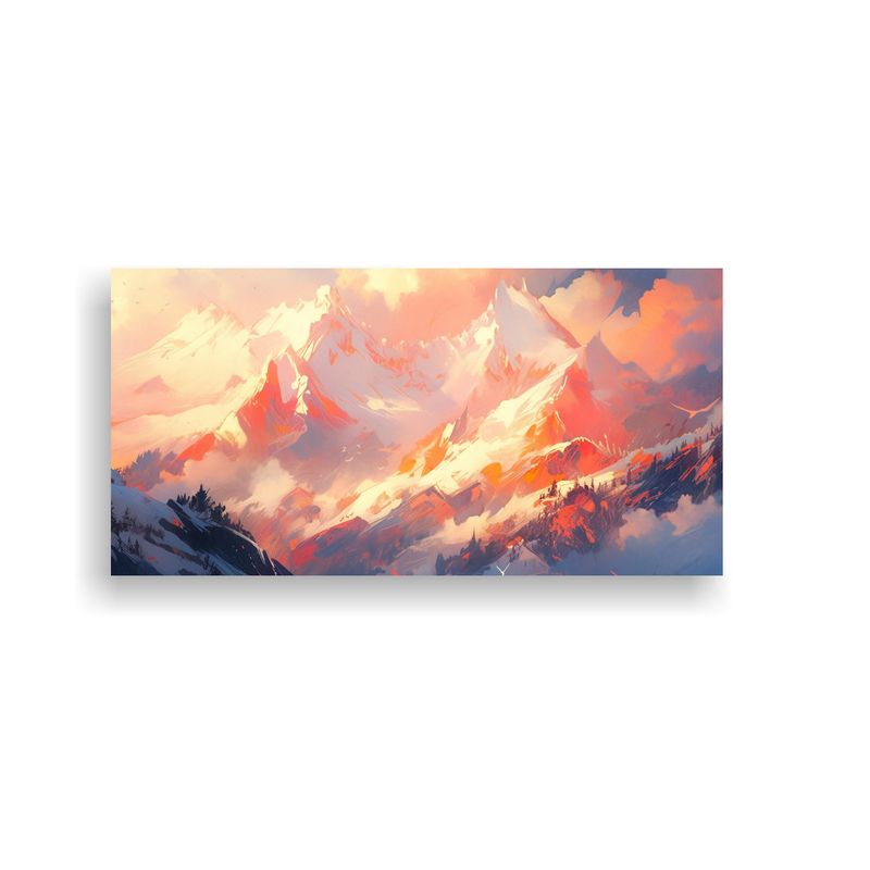 GENERICO - Cuadro Abstracto De Montañas Nevadas Con Colores 80x40 Cm