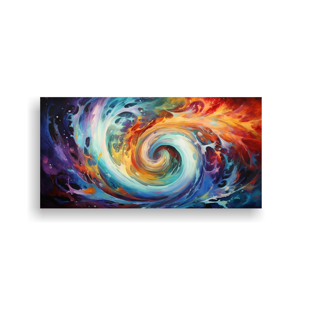 GENERICO - Cuadro Abstracto Con Dos Remolinos De Colores En 80x40 Cm