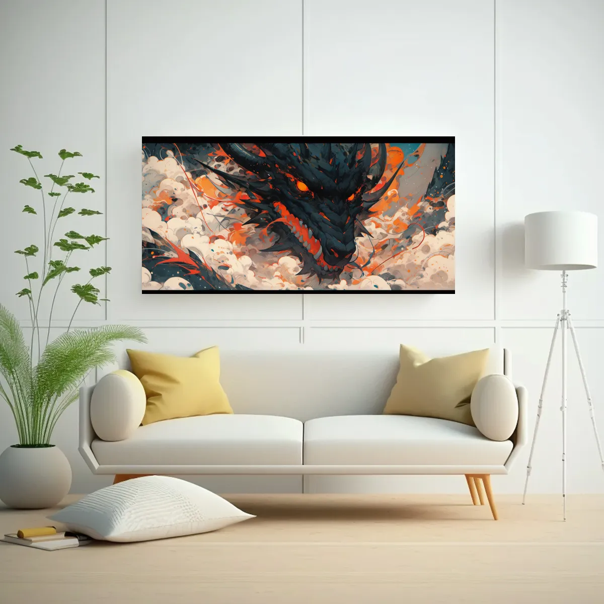 GENERICO - Pintura Decorativa En Lienzo Armonía De Dragón 100x50 Cm