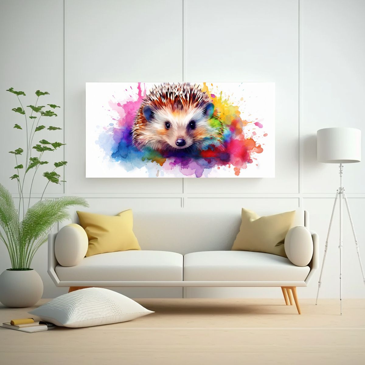 GENERICO - Pintura Encantadora De Erizo En Acuarelas 100x50 Cm