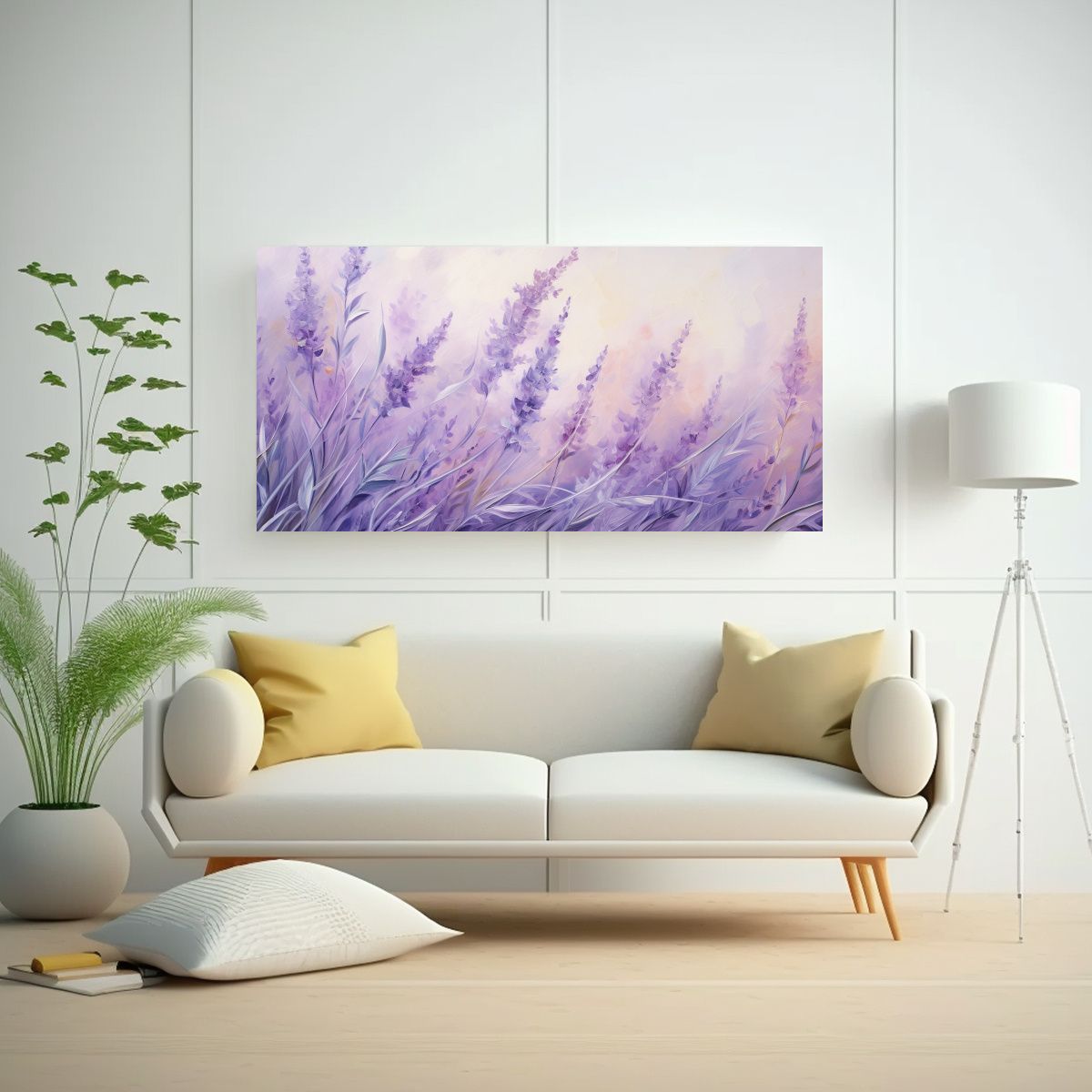 GENERICO - Pintura Abstracta De Hierbas En Tono Lavanda 80x40 Cm
