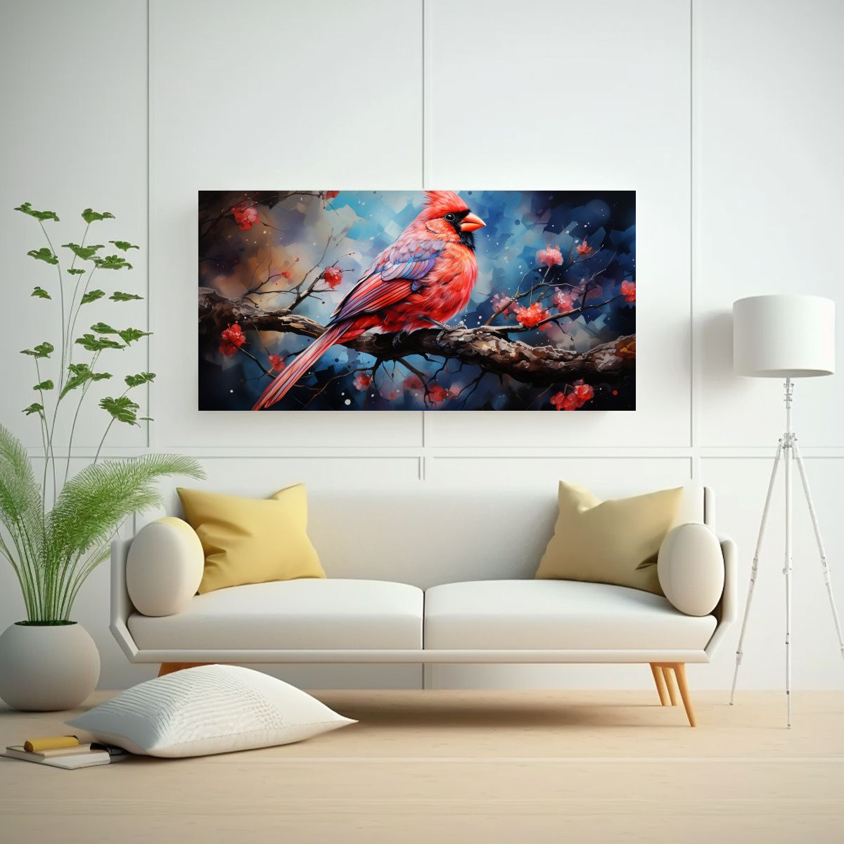 GENERICO - Pintura Acuarela Estilo Cardenal Colorido 60x30 Cm