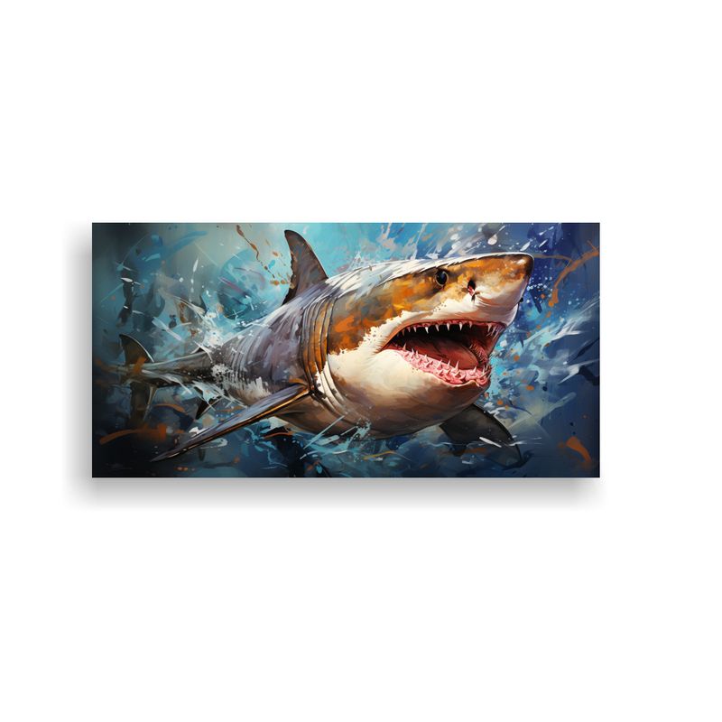 GENERICO - Cuadro De Lienzo Vintage Vida Tiburón Acuarela 100x50 Cm