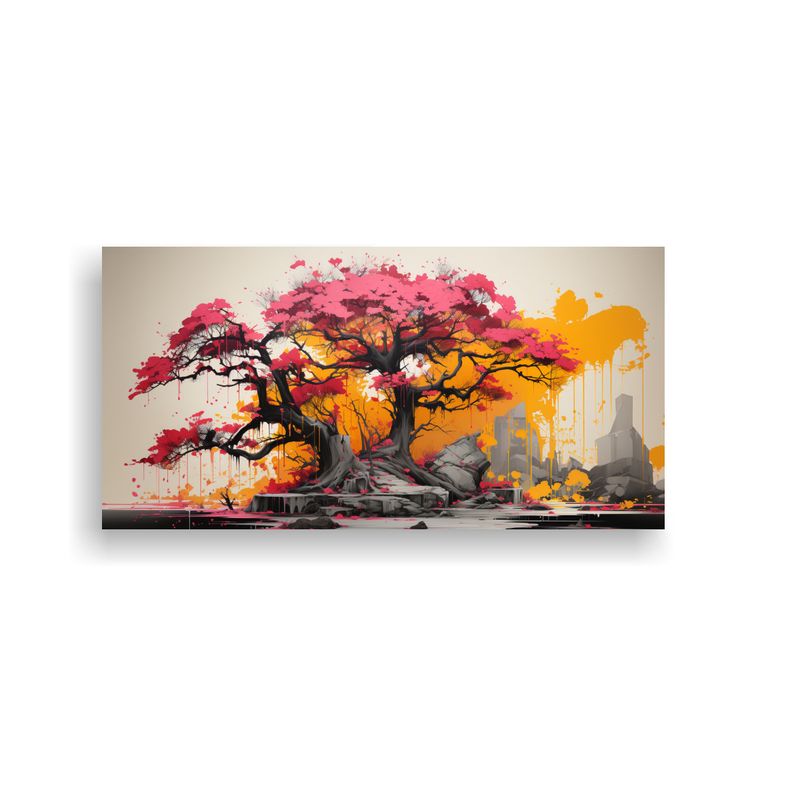 GENERICO - Pintura En Bastidor Tonos Luminosa Fucsia Y 80x40 Cm