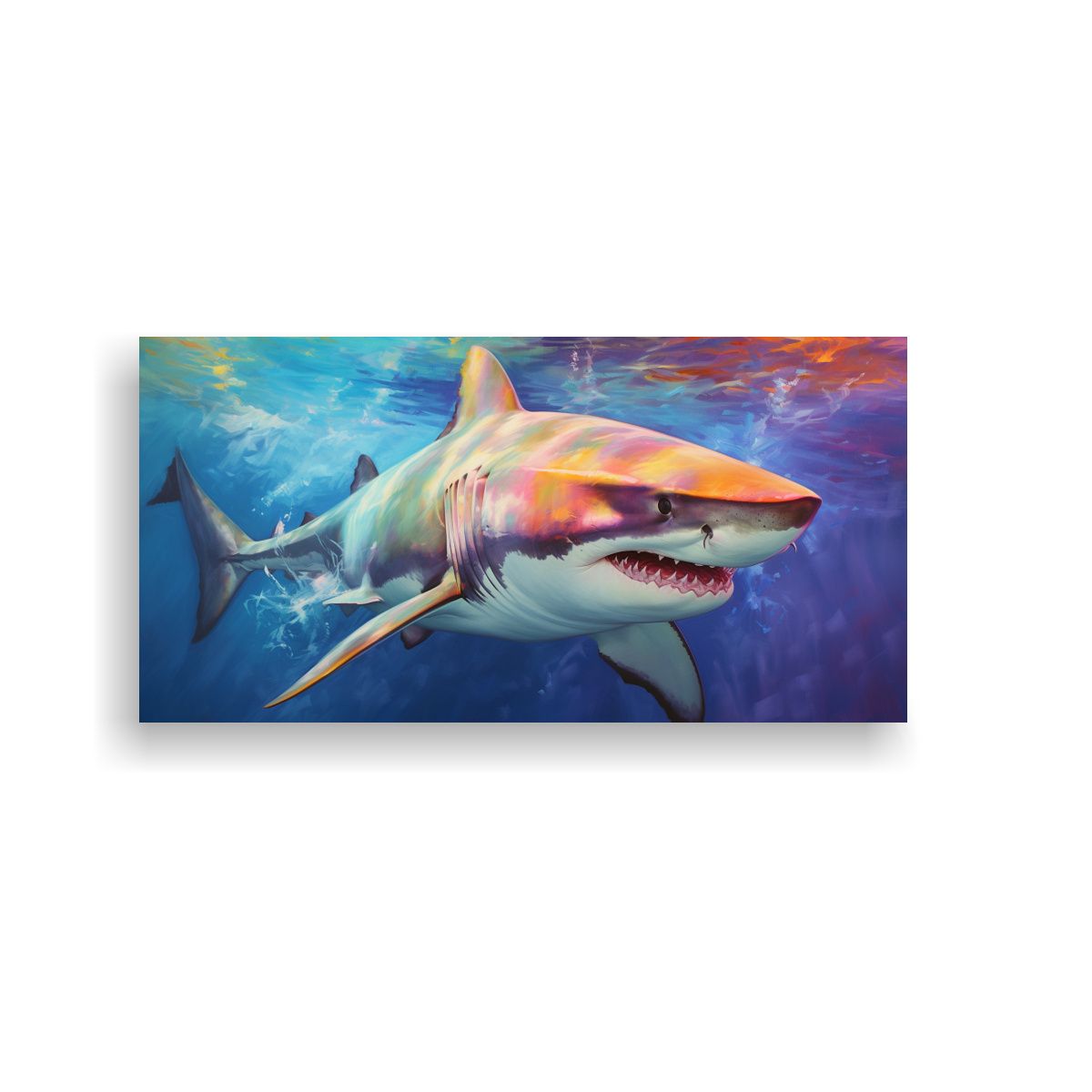 GENERICO - Cuadro Vintage De Tiburón Toro En Estilo Pintura 80x40 Cm