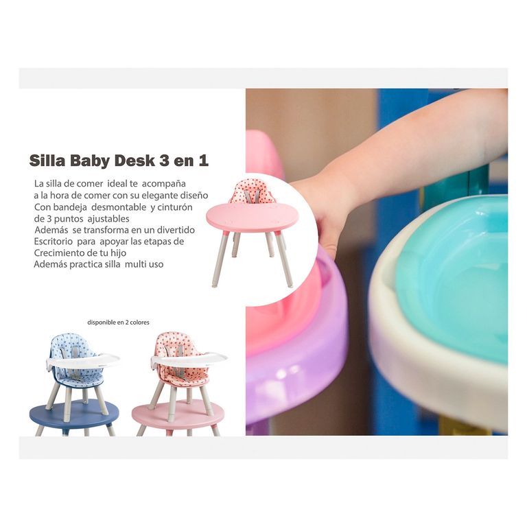 BEBESIT Silla de Comer Baby Desk 4 en 1 Rosado