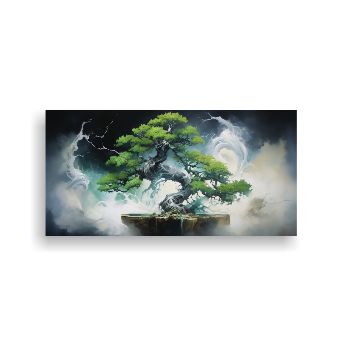 GENERICO - Pintura Abstracta De árbol Bonsái Estilo óleo 60x30 Cm