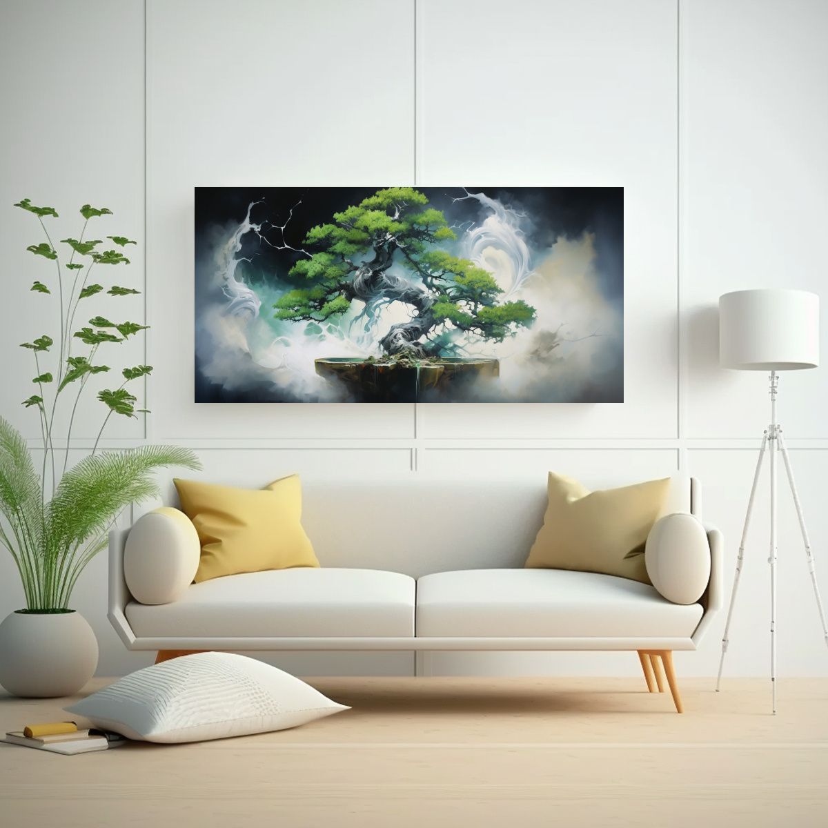 GENERICO - Pintura Abstracta De árbol Bonsái Estilo óleo 60x30 Cm