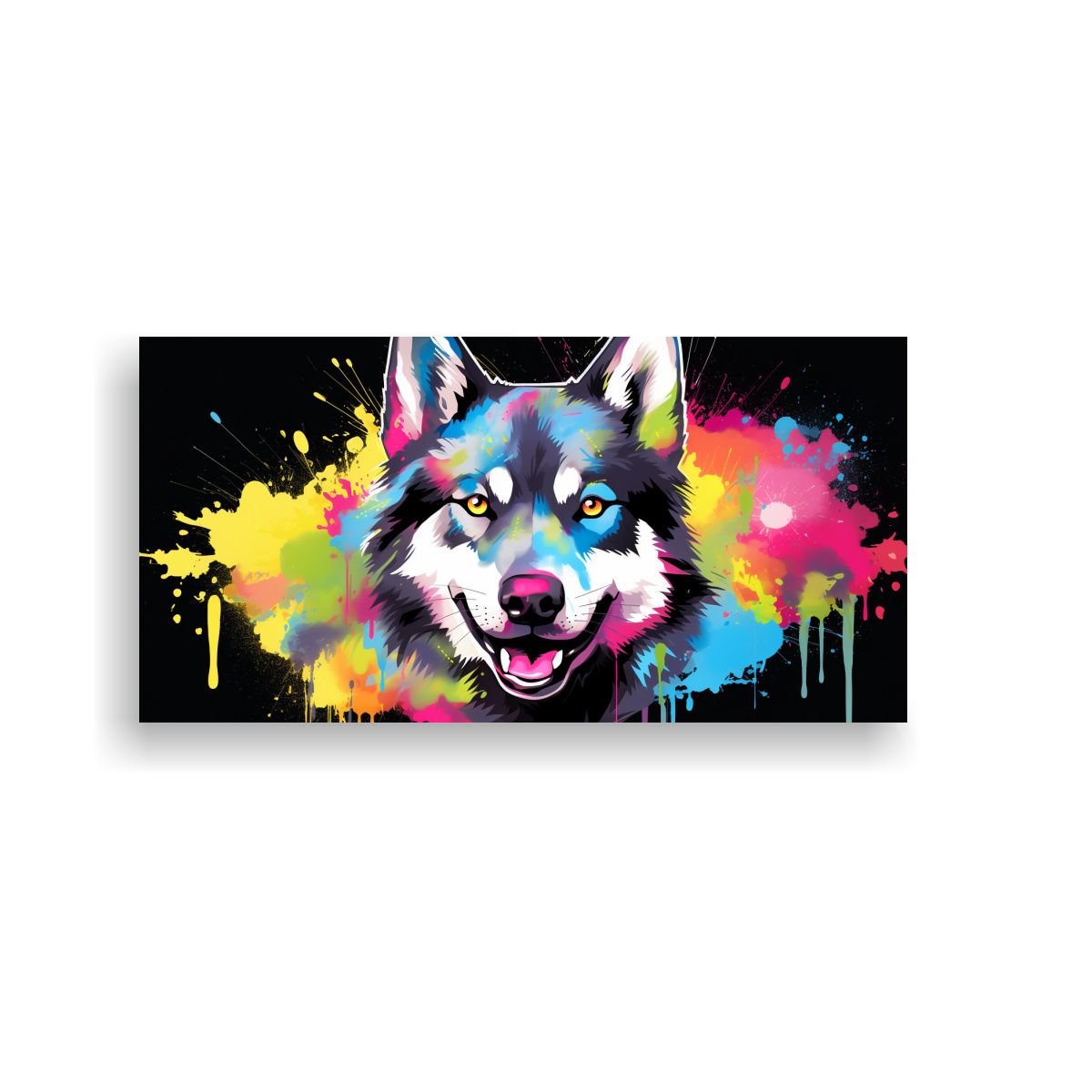 GENERICO - Cuadro Pop Art De Un Husky En Colores Arcoíris Y 60x30 Cm