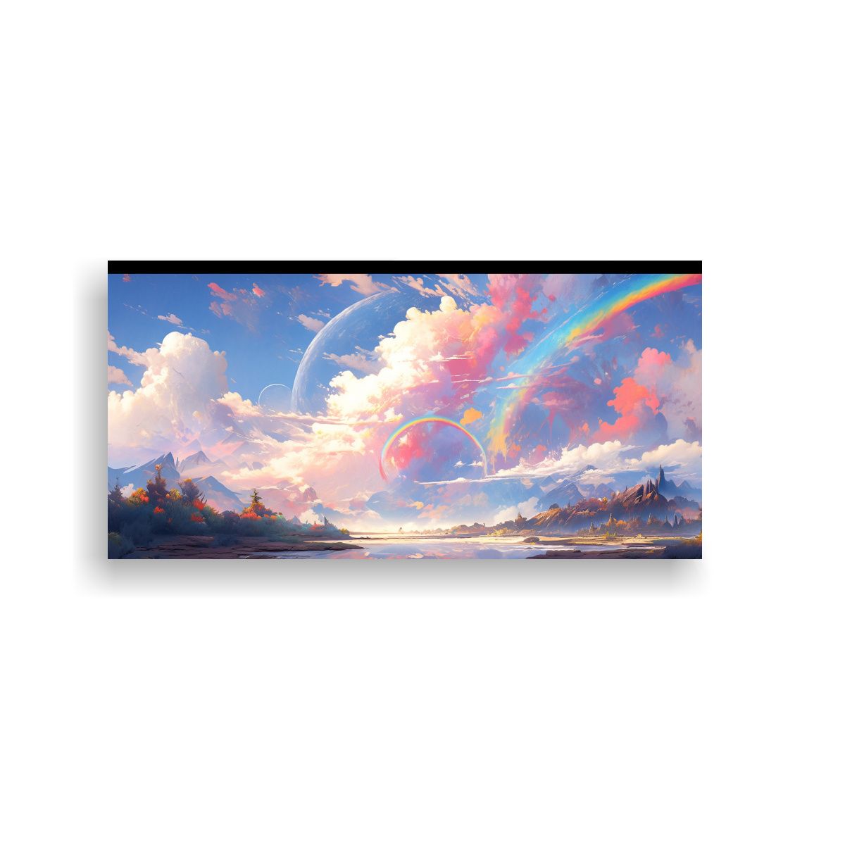 GENERICO - Pintura Abstracta Paisaje Arcoíris Colores 60x30 Cm