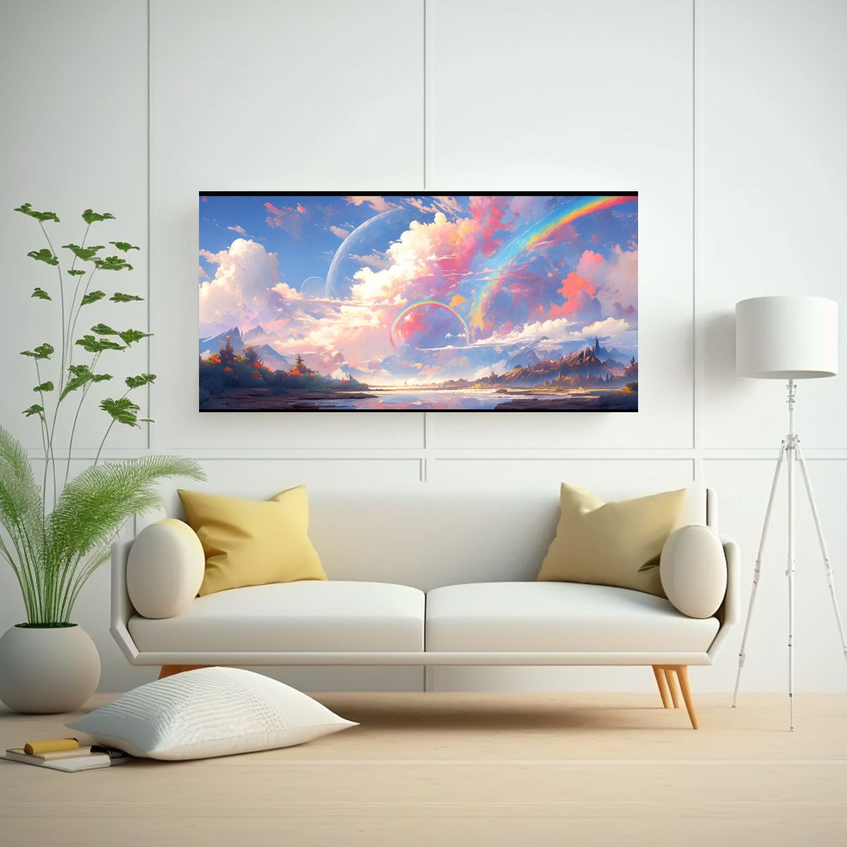 GENERICO - Pintura Abstracta Paisaje Arcoíris Colores 60x30 Cm