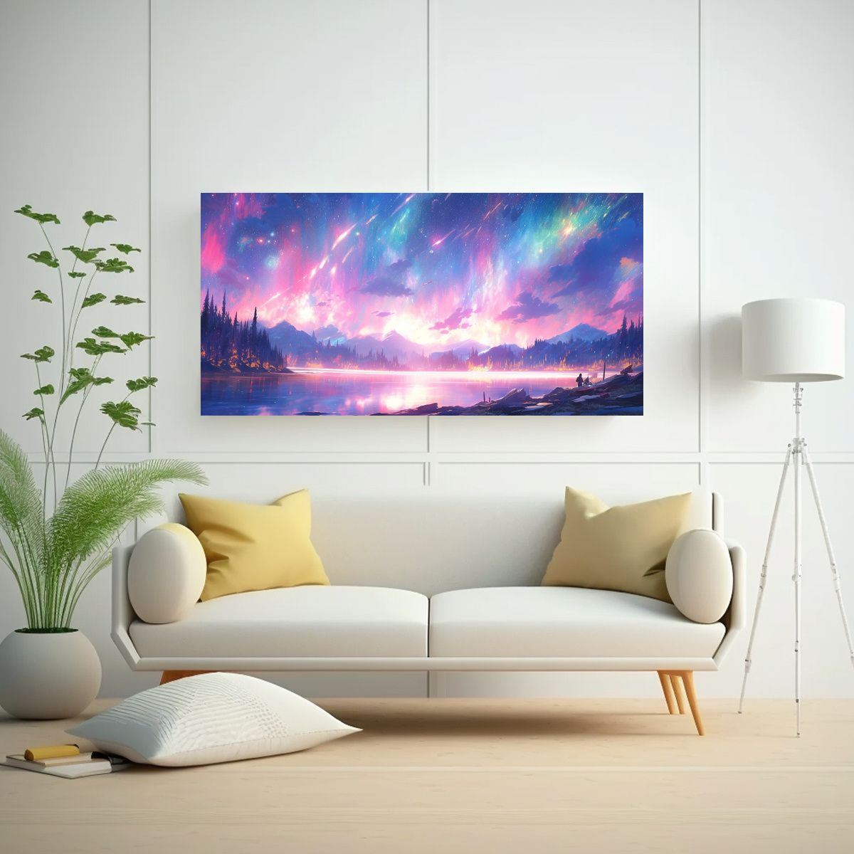GENERICO - Cuadro Abstracto Económico Aurora Boreal 100x50 Cm