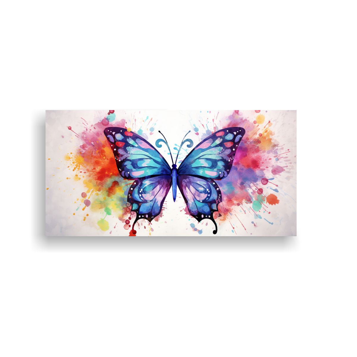 GENERICO - Cuadro En Bastidor Mariposa Acuarela Colorida 100x50 Cm