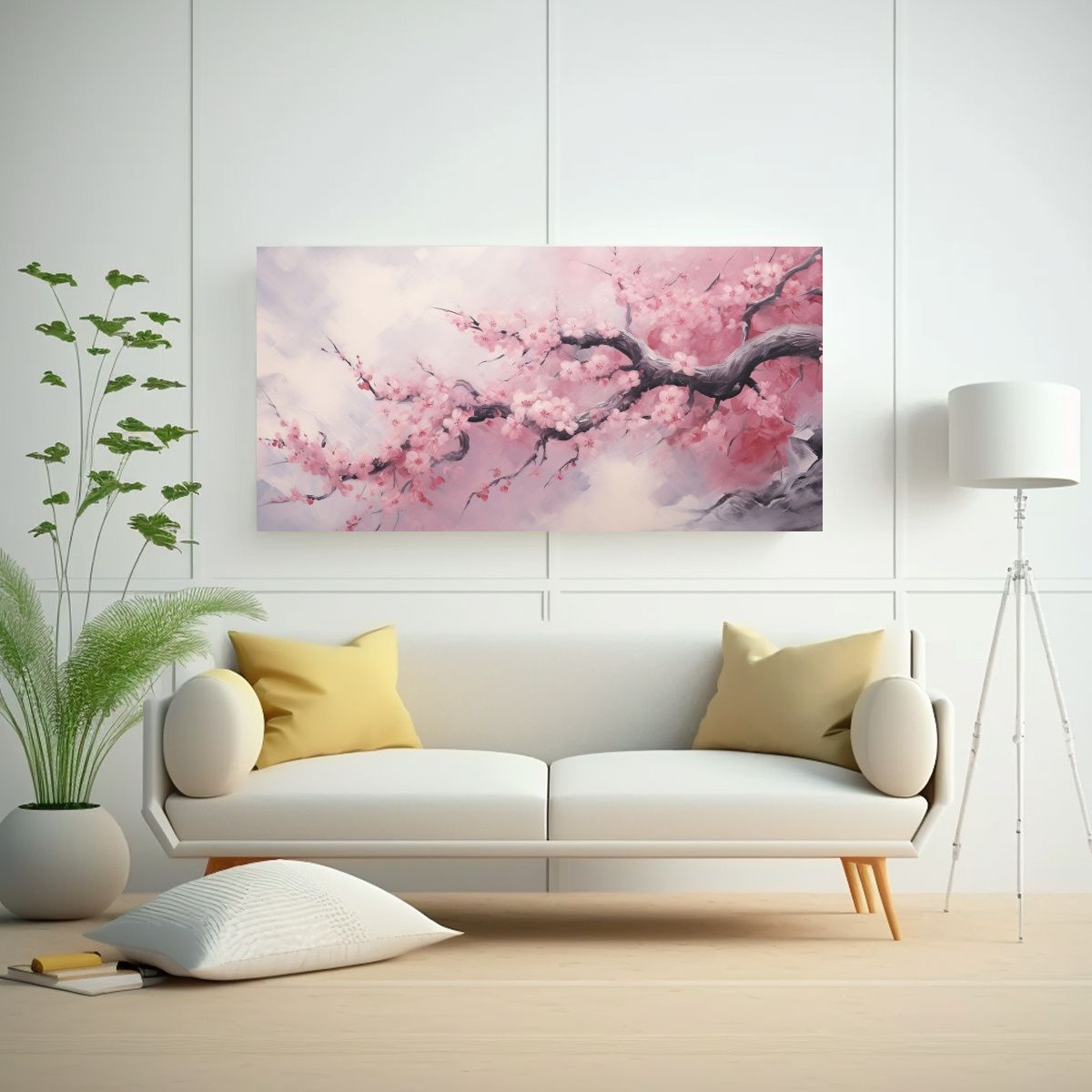 GENERICO - Pintura Abstracta De Flores De Cerezo O Sakura 60x30 Cm