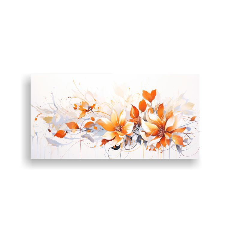 GENERICO - Cuadro Tela Temática Blanco Y Naranja Atmosfera 100x50 Cm