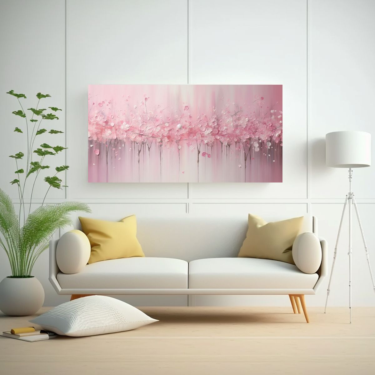 GENERICO - Pintura En Rosa Y Plata Estilo Decorativo Para 100x50 Cm