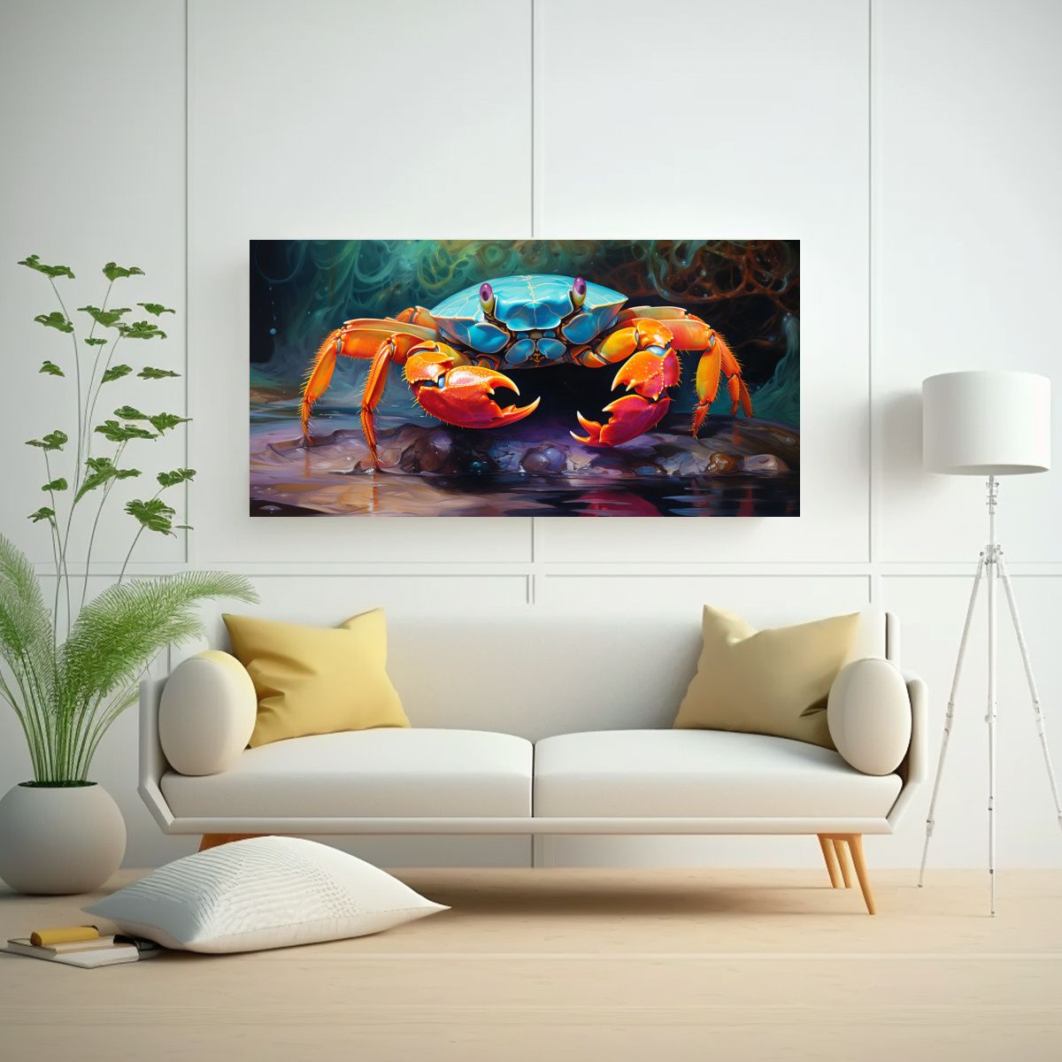 GENERICO - Pintura Al Estilo óleo De Cangrejo En Estilo 80x40 Cm