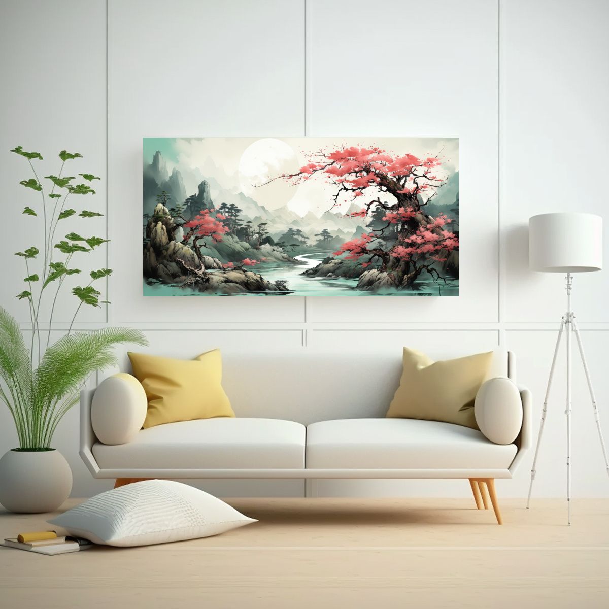 GENERICO - Cuadro Acuarela árbol De Durazno En Colores 80x40 Cm