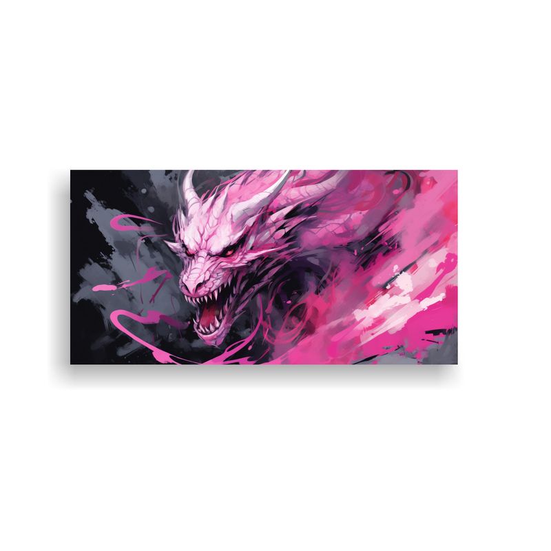 GENERICO - Cuadro Moderno En Bastidor Dragón En Rosas 100x50 Cm