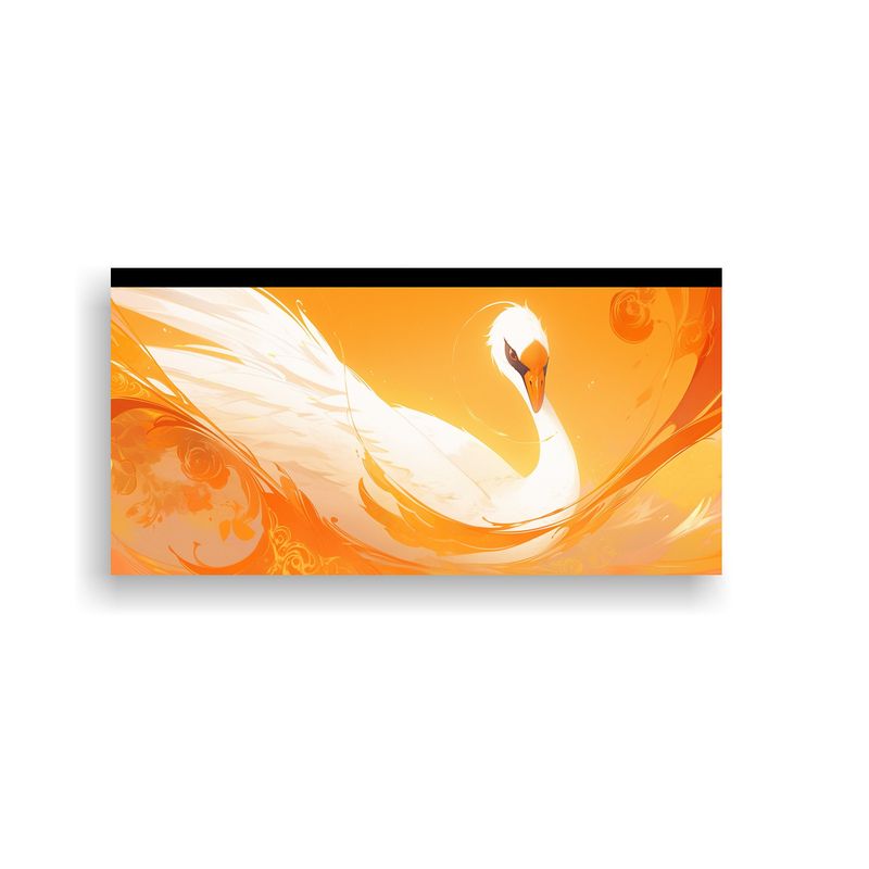 GENERICO - Cuadro De Un Cisne En Colores Naranja Y Oro 80x40 Cm
