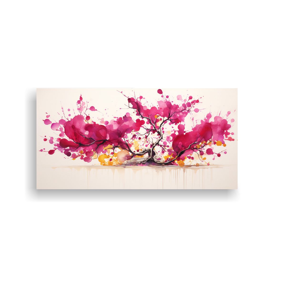 GENERICO - Pintura Abstracta En Colores Rojo Y Dorado Con 100x50 Cm