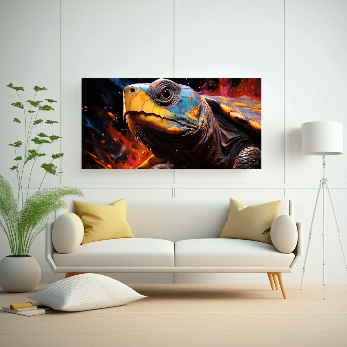 GENERICO - Pintura Estilo Óleo Estilo Colorido Tortuga 100x50 Cm
