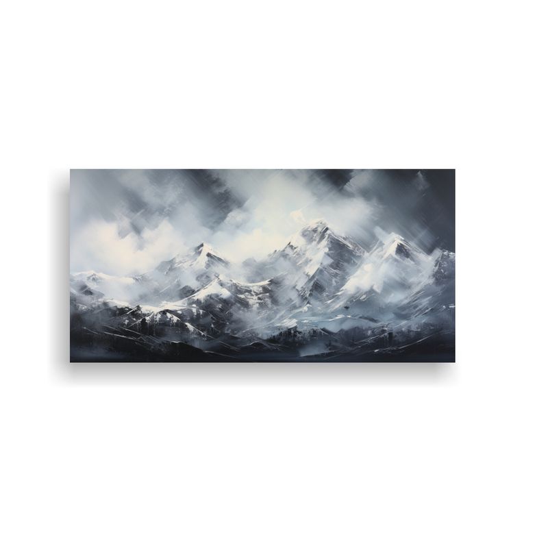 GENERICO - Cuadro Abstracto De Majestuosas Montañas Nevadas 80x40 Cm