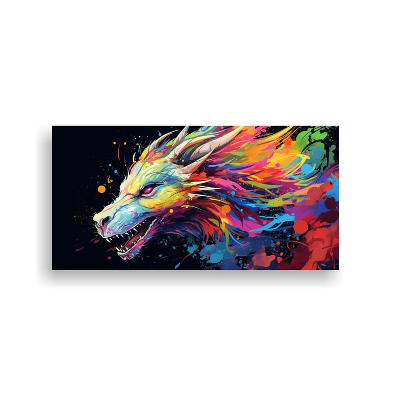 GENERICO - Cuadro Tela Movimiento Dragón Colores Arcoíris 60x30 Cm