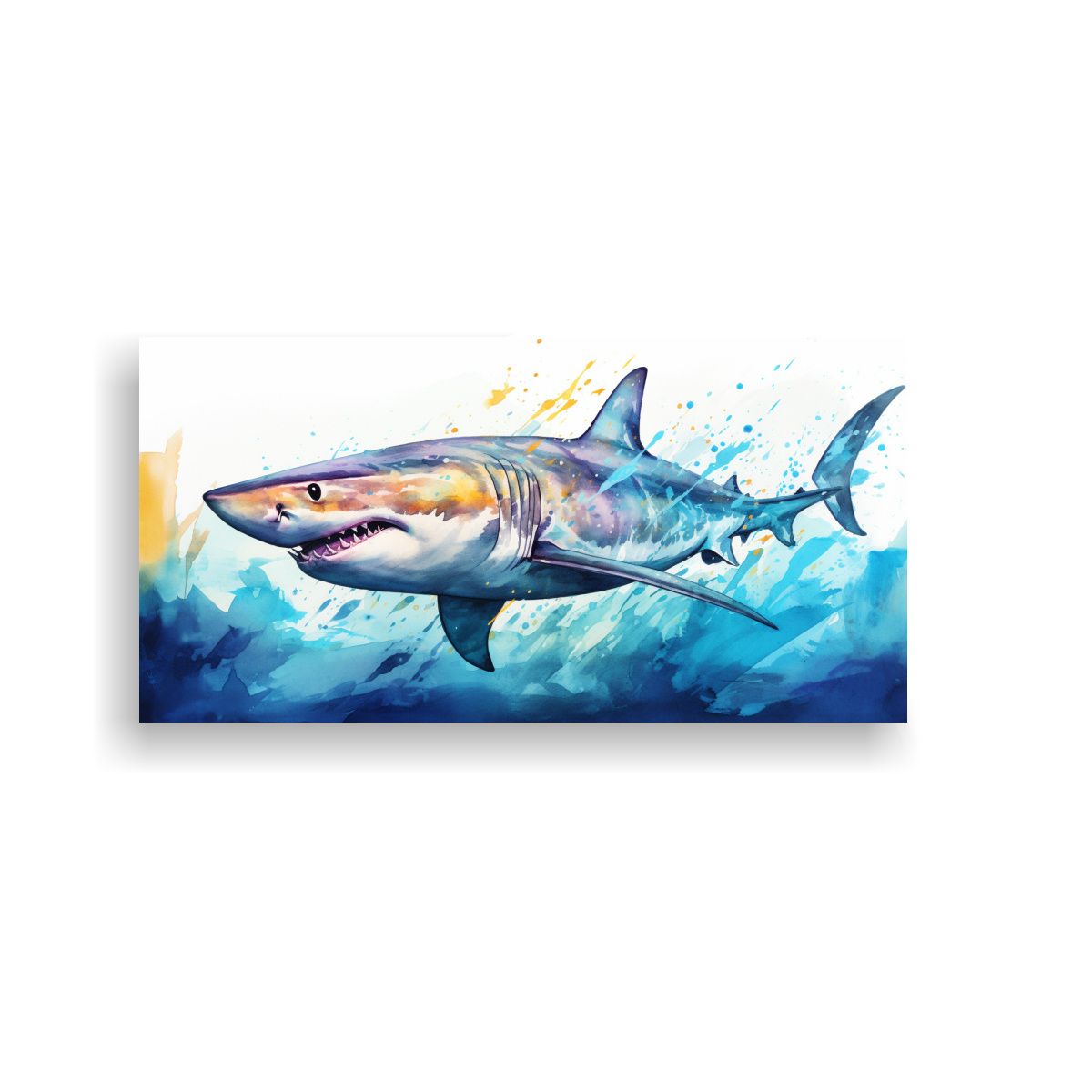 GENERICO - Pintura Acuarela Elegante De Tiburón Colorido 80x40 Cm