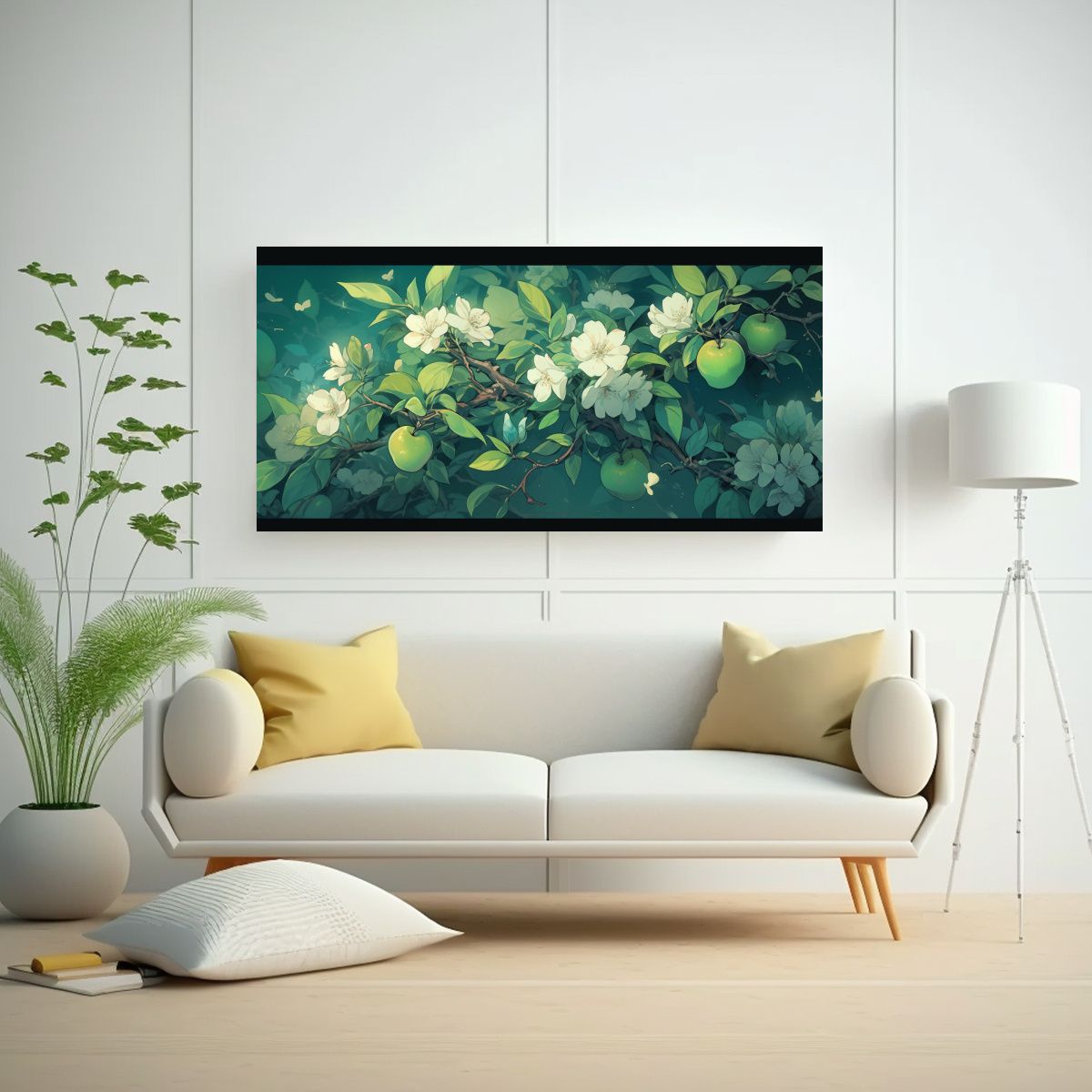 GENERICO - Cuadro Lienzo Temática árbol Manzana Colores 100x50 Cm