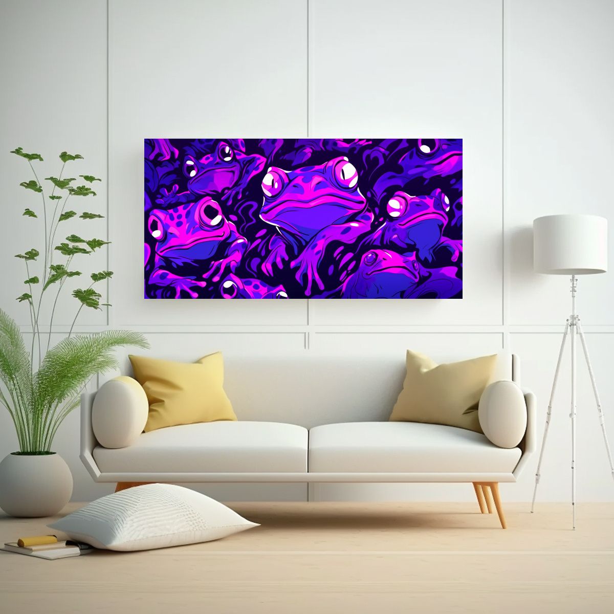 GENERICO - Cuadros Abstractos De Sapos Y Ranas En Colores 80x40 Cm