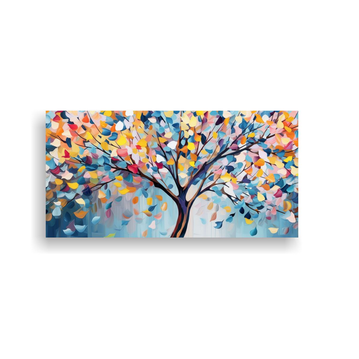 GENERICO - Pintura Decorativa Árbol Colorido Con Hojas 80x40 Cm