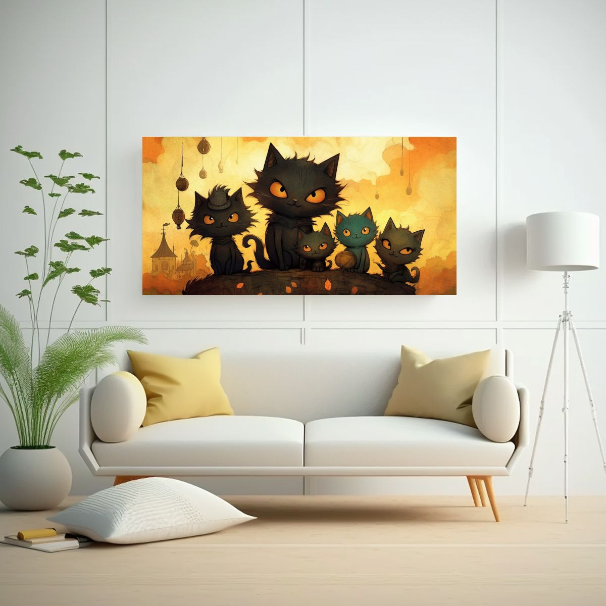GENERICO - Cuadros De Vanguardia Gatos Negros En Una Pila 100x50 Cm