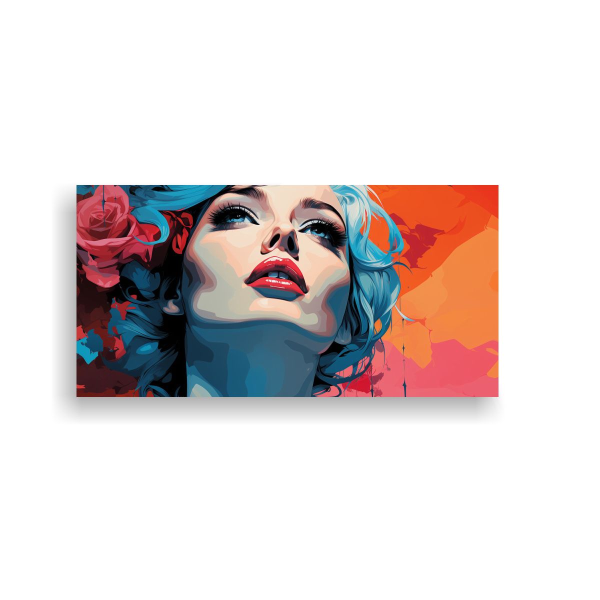 GENERICO - Lienzo Horizontal Temático De Rosa Estilo Pop Art 80x40 Cm