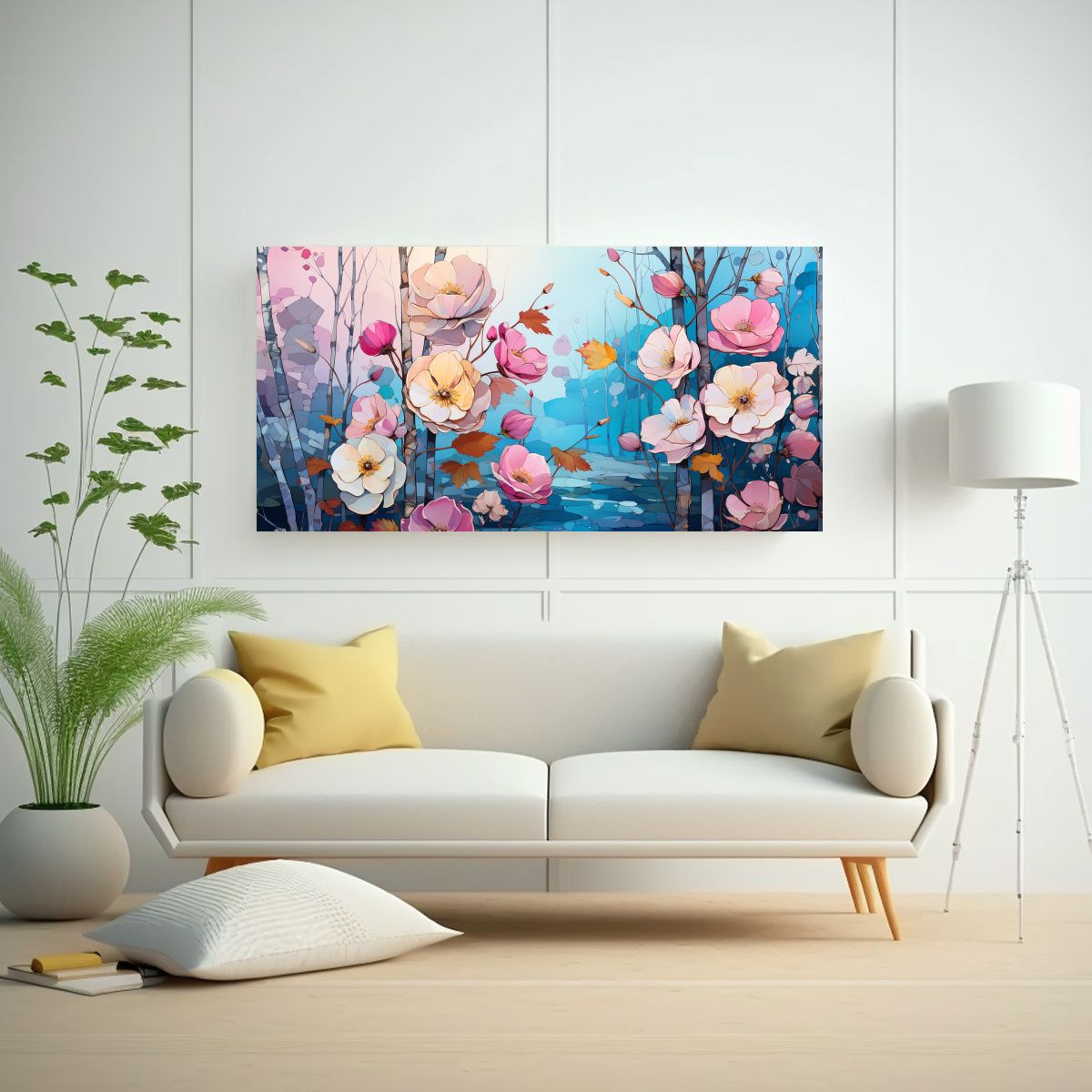 GENERICO - Lienzo Tela Canvas Elegante Árbol De Abedul En 80x40 Cm