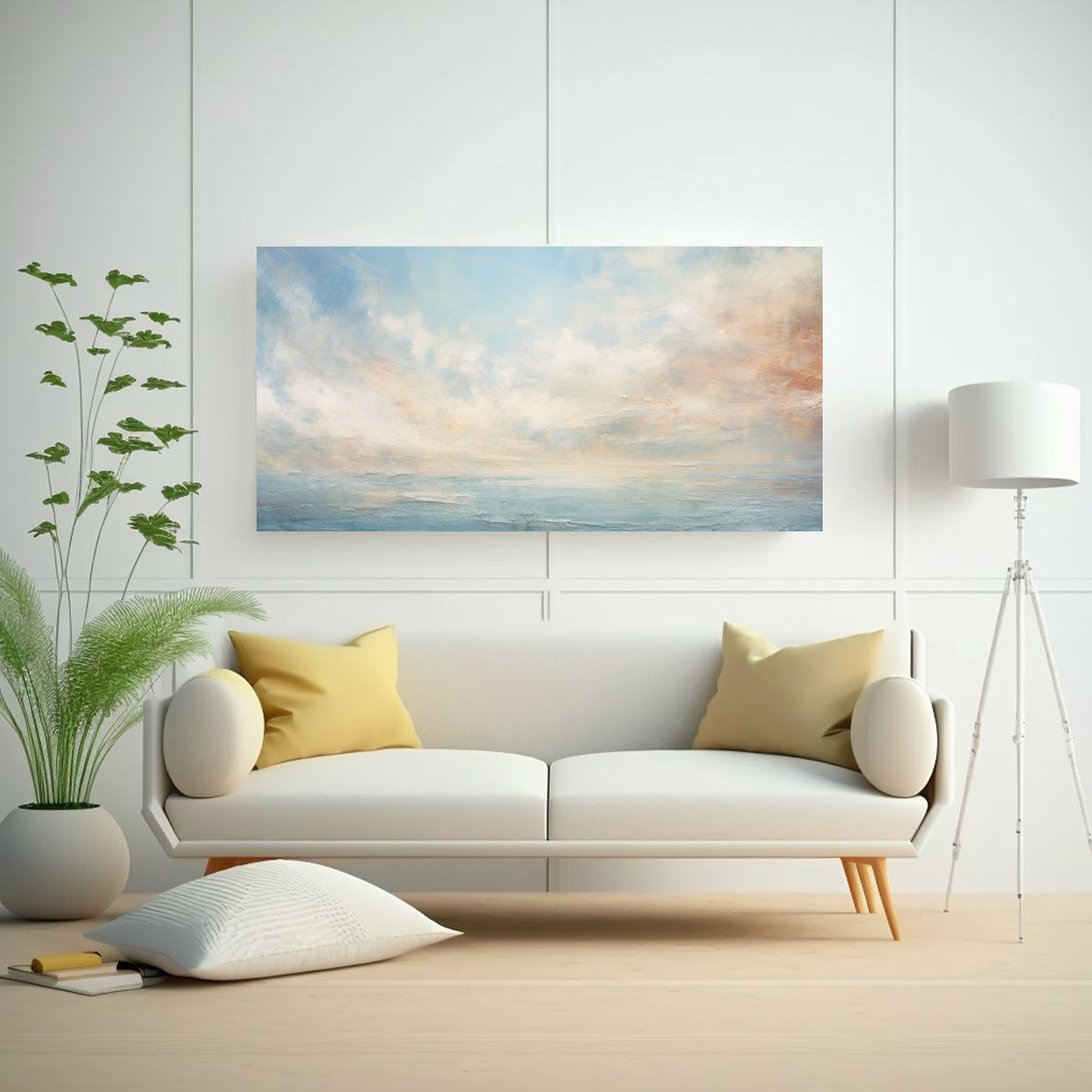 GENERICO - Cuadro Abstracto Venta Simétrico Mar Y Cielo En 100x50 Cm