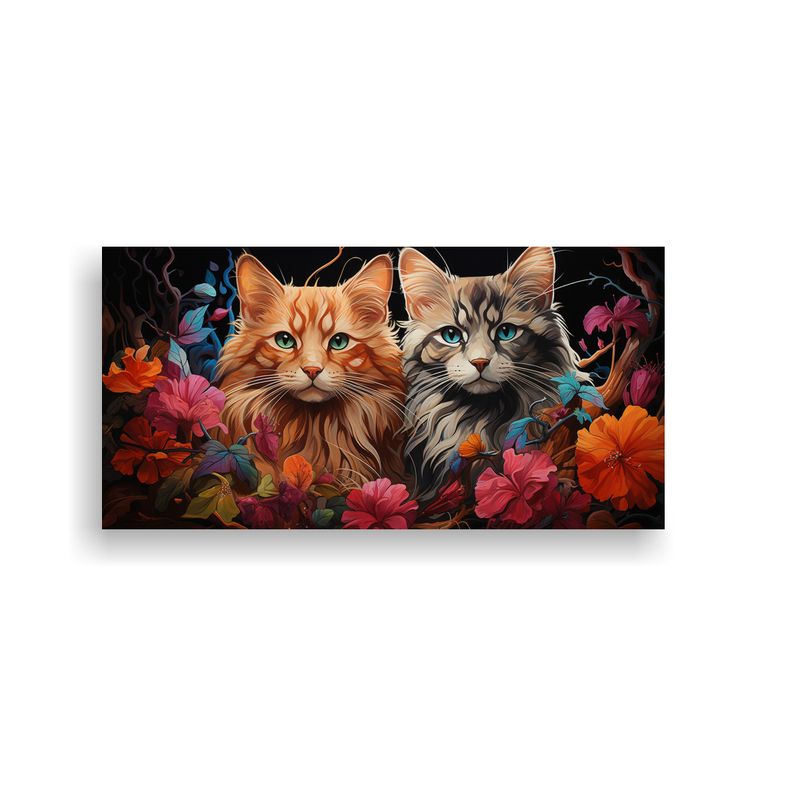 GENERICO - Cuadros De Gatos Adorables En Ventana De Vitral 80x40 Cm