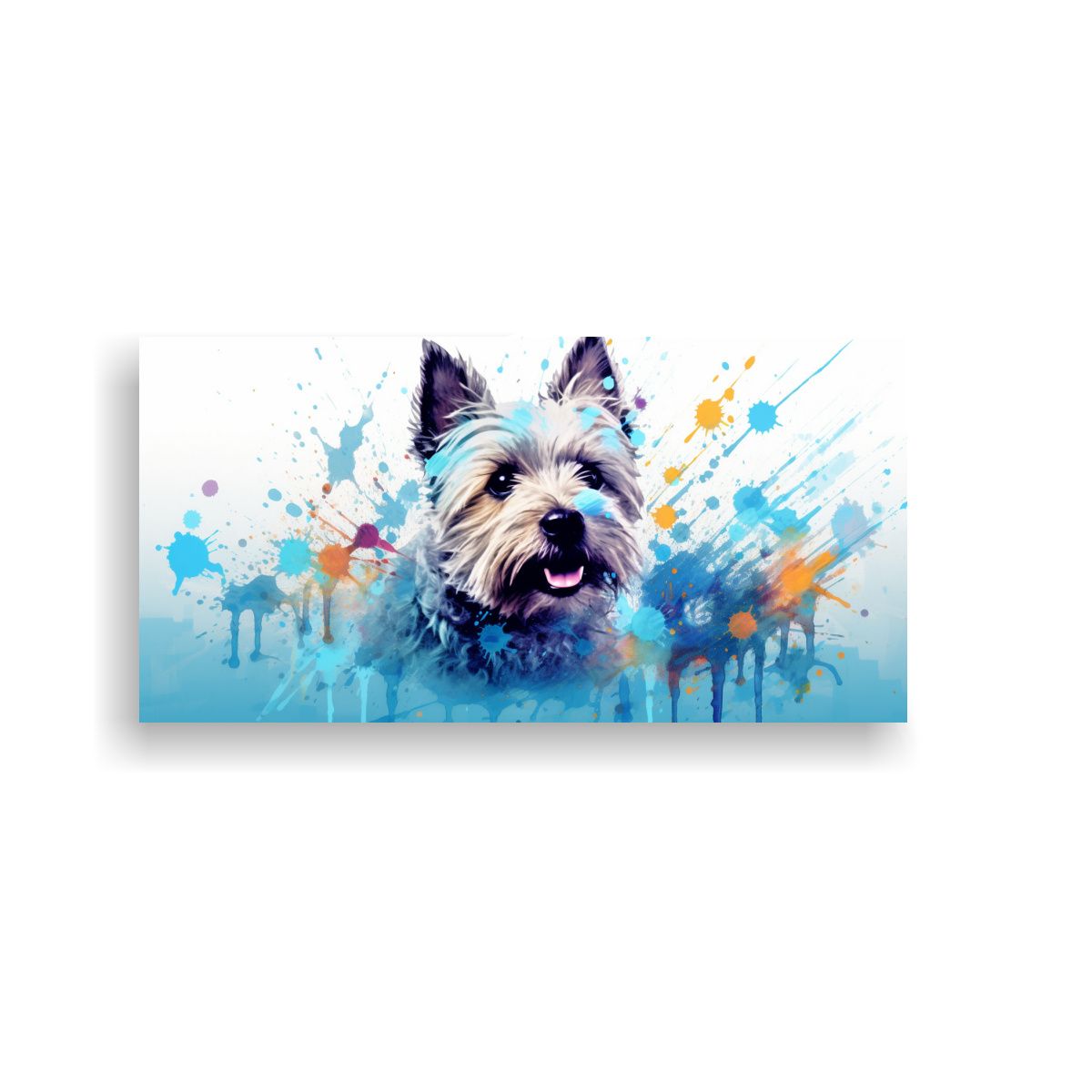 GENERICO - Terrier En Tonos Pastel Y Azul Neo Pop Art En 80x40 Cm