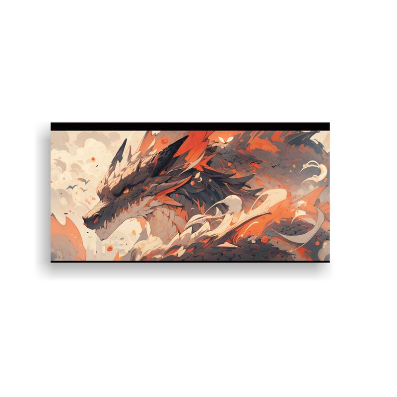 GENERICO - Cuadro De Dragón En Tonos Pastel Y Naranja Para 100x50 Cm