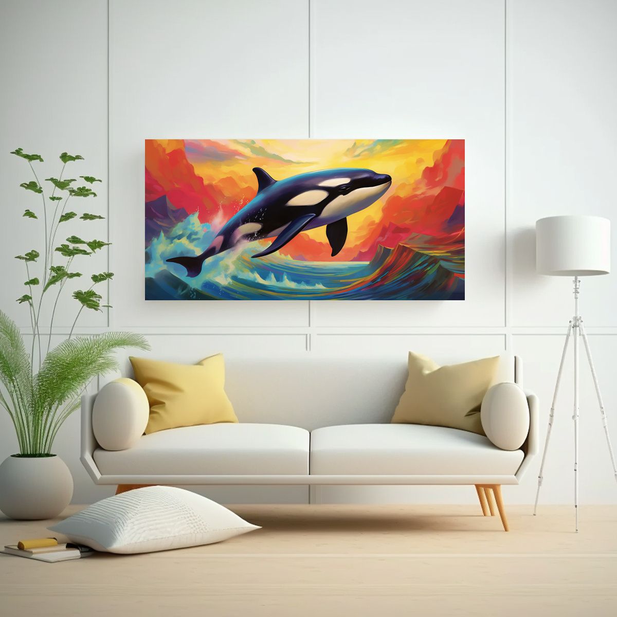 GENERICO - Pintura Decorativa De Ballena Orca Estilo Pintura 100x50 Cm