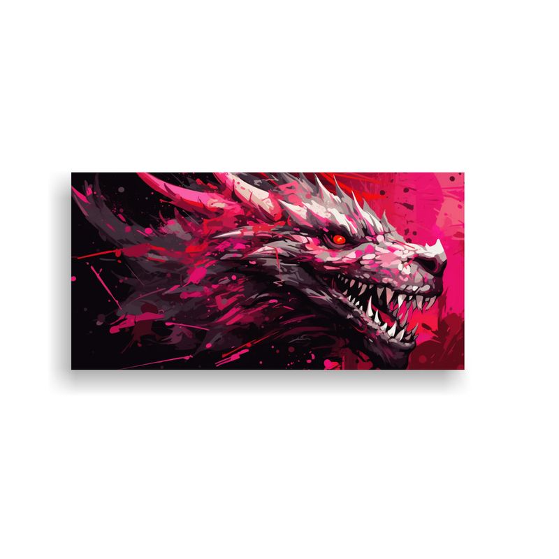 GENERICO - Cuadro Decorativo Elegancia Dragón Rojo Y Rosa 100x50 Cm